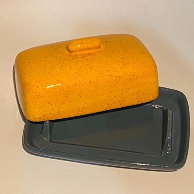 Butter Dish Yellow Lid with Grey Dish