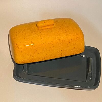 Butter Dish Yellow Lid with Grey Dish