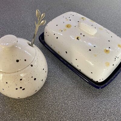 Butter Dish and Sugar Bowl Set - Confetti Glaze