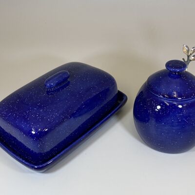 Butter Dish and Sugar Bowl Set Night Sky Glaze