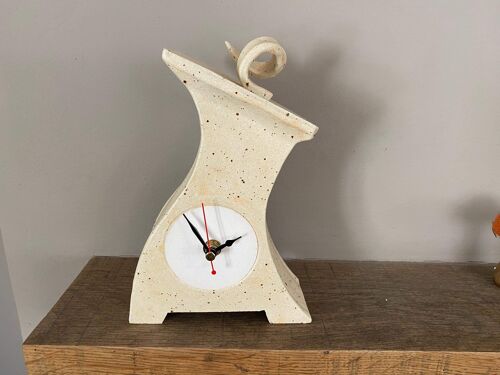 Ceramic Clock, Ceramic Mantle Clock, Tabletop Clock, Table Clock, Shelf Clock, Wonky Clock