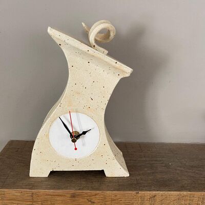 Ceramic Clock, Ceramic Mantle Clock, Tabletop Clock, Table Clock, Shelf Clock, Wonky Clock
