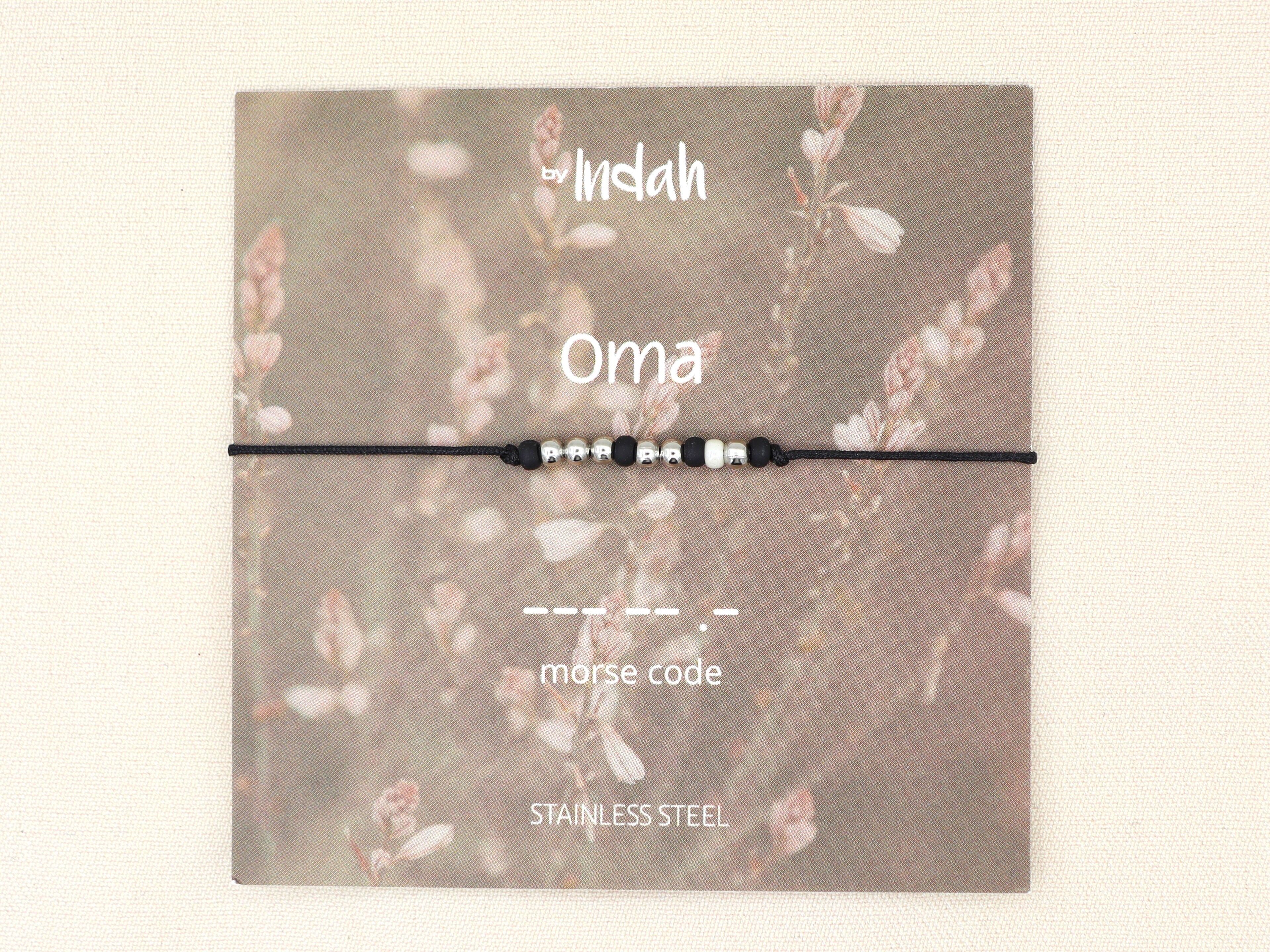 Bracciale codice Morse nonna, acciaio inossidabile argento o oro