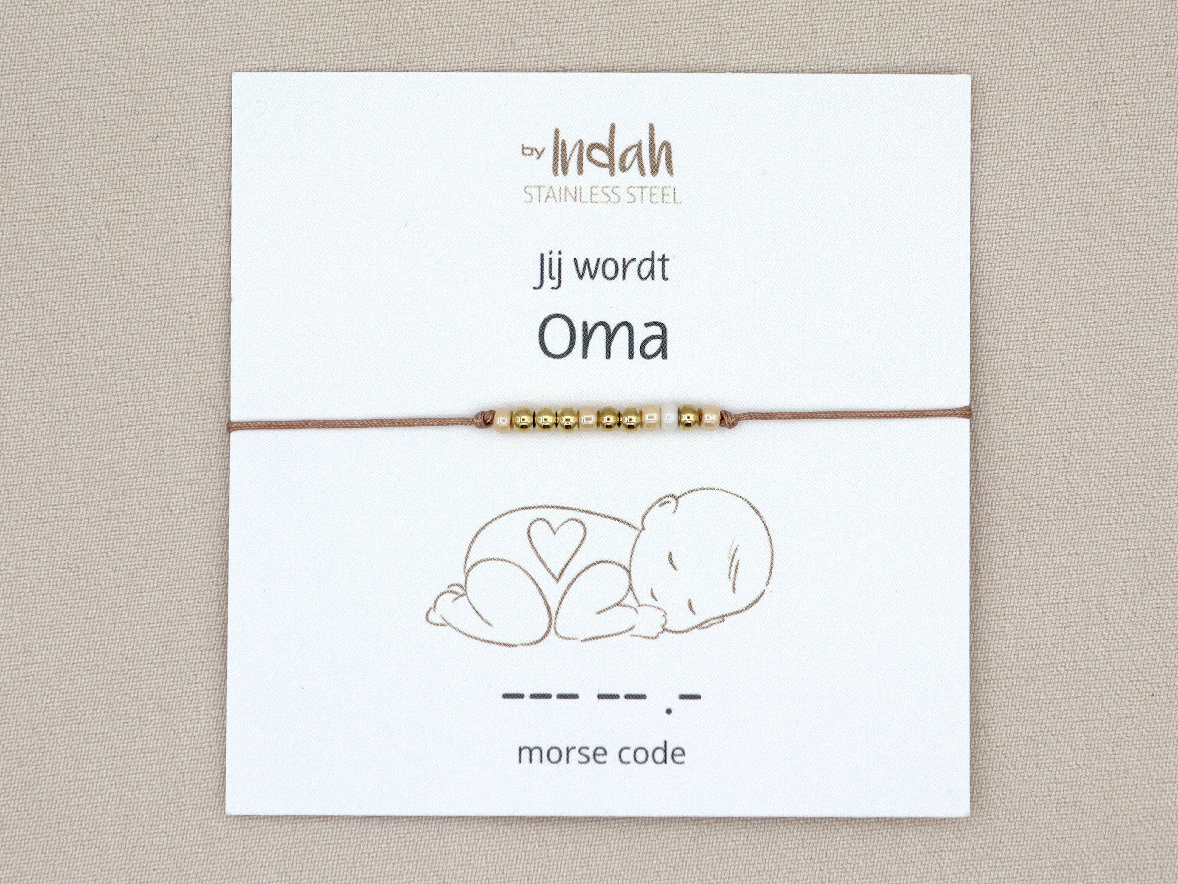 Bracciale codice Morse stai per diventare nonna, acciaio inossidabile argento o oro