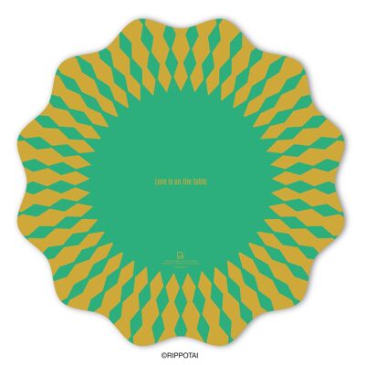 Sets de table élégants géométriques Green Sun - Lot de 3 sets de table + 3 sous-verres