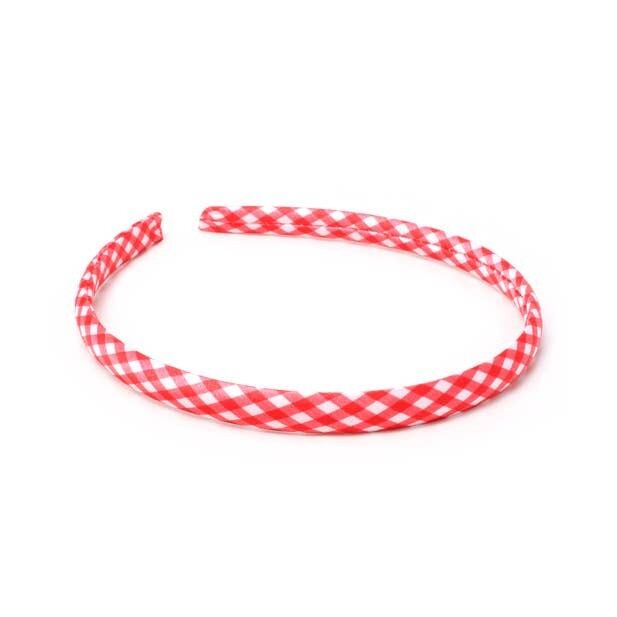 1 cm breites, recyceltes, rotes Gingham-Haarband