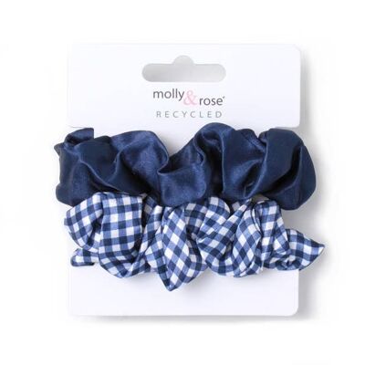 Small - Card of 2 Navy scrunchies. Dia.8cm