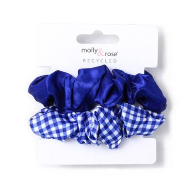 Small - Card of 2 Royal Blue scrunchies. Dia.8cm