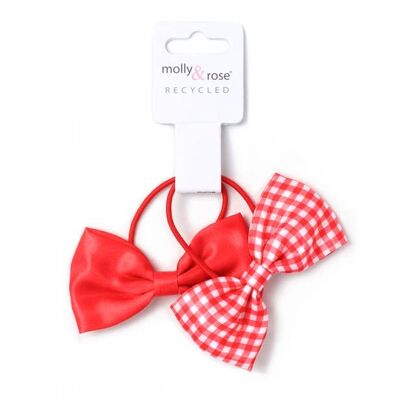 Card of 2 recycled bow elastics in Red
