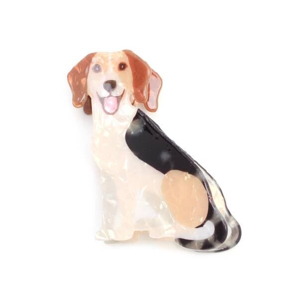 Perlmuttfarbene Haarklammer in Hundeform, 8 cm