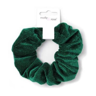 Large - High shine Green velvet scrunchie. Dia.12cm