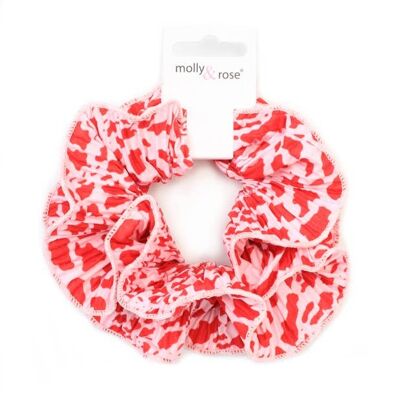 Extra Large, Double layered pink and red print scrunchie