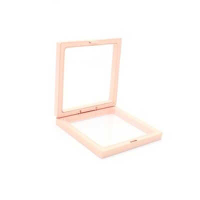 Caja de película de plástico PE de color rosa pálido con funda de cartón. 11x11x2.1 cm