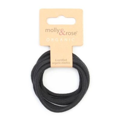 Organic Cotton elastic - Black - Card of 6 - 4mm thick