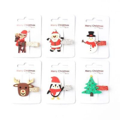 Bande de pinces à bec de personnages de Noël assortis 3 cm
