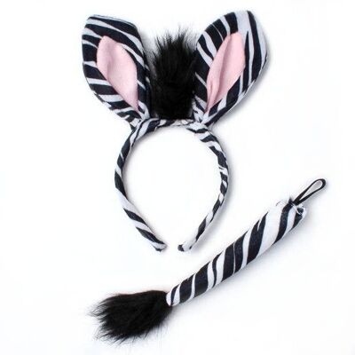 Set di travestimenti con orecchie e coda di zebra