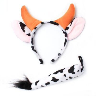 Set di travestimenti con orecchie e coda di mucca