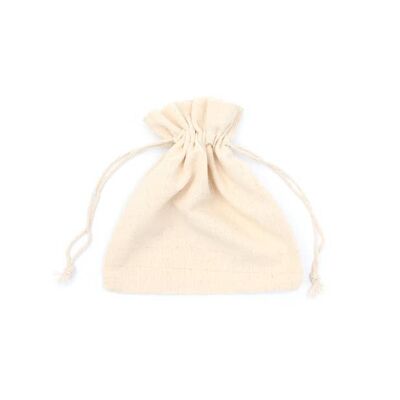 Dimensioni: 16 X 14 cm.Borsa con coulisse in cotone grezzo non sbiancato