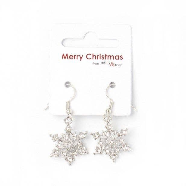 Orecchini pendenti a forma di fiocco di neve in cristallo