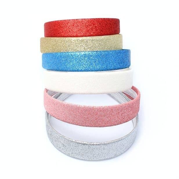 2.Cerchietto in tessuto glitterato largo 5 cm - Confezione da 6 colori