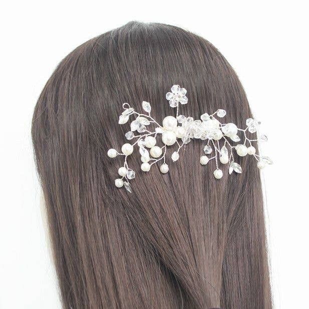 Pettine di cristallo e perle