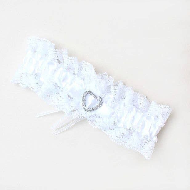 Weißes Strumpfband mit Herz