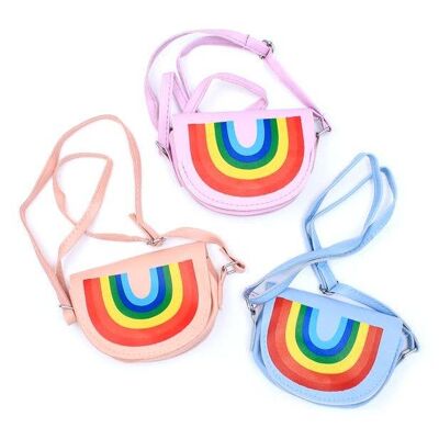 Borsa a bisaccia con stampa arcobaleno e tracolla 14x11 cm