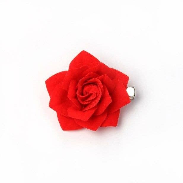 Piccola clip per becco a forma di rosa rossa 4.5cm