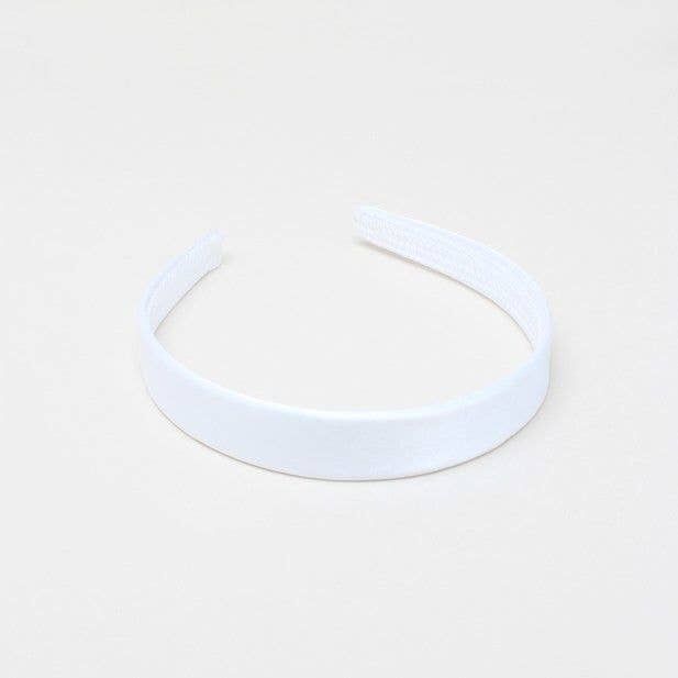 Cerchietto in raso bianco largo 2 cm