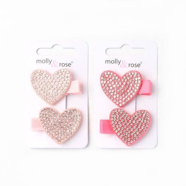Confezione da 2 fermagli con motivo a cuore di diamanti. 3.5cm