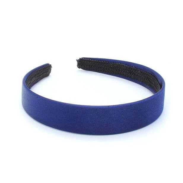 2.Cerchietto in raso blu navy largo 5 cm