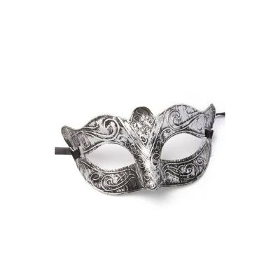 Máscara de mascarada con efecto metal cepillado plateado.