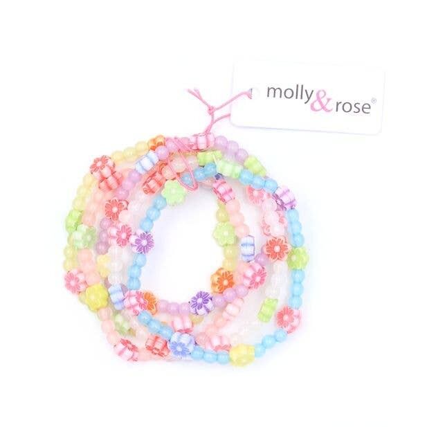 Lot de 5 bracelets perles givrées et marguerites