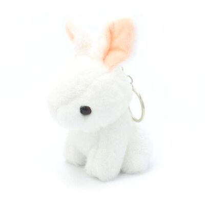 Llavero grande de conejito blanco de 15 cm