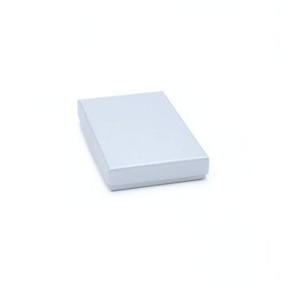 11.5 x 7.5x2 cm.Caja de regalo gris plateado con brillo claro