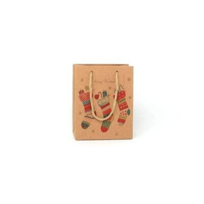 14.5x11.5x6cm.Borsa regalo con stampa calza di Natale