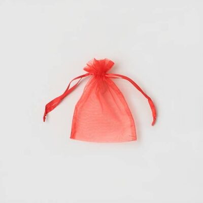 Bolsa expositora de organza roja 15x11cm