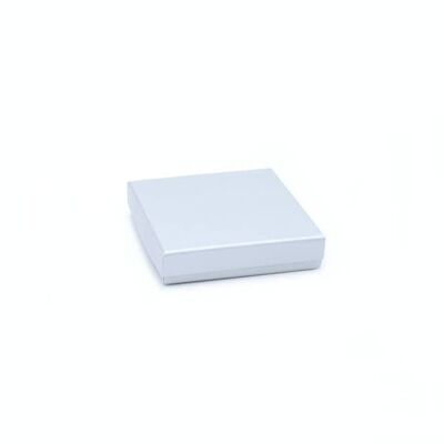 Caja para collares/pulseras. 9x9x2cm.Gris plateado con brillo claro