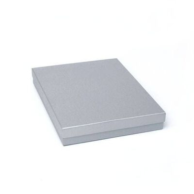 18x14x2.6cm.Coffret cadeau gris argenté légèrement brillant