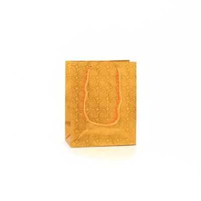 15x12x6cm.Bolsa de regalo de papel holográfico dorado