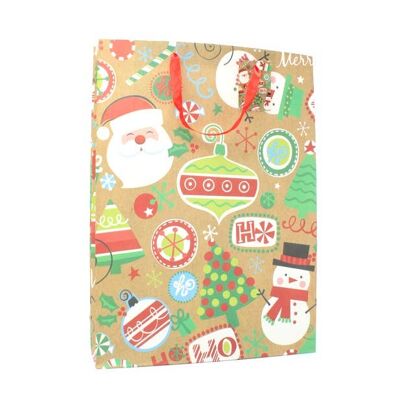 Dimensioni: 45x33x10 cm.Borsa regalo con motivo natalizio e etichetta