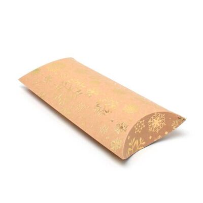 25x12.5x5cm. Gold Snowflake Printed Kraft Paper Pillow Pack
