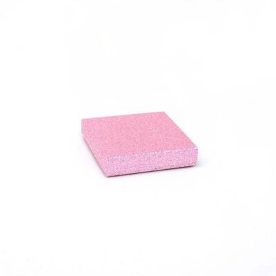Caja para collares/pulseras. 9x9x2cm.Caja de regalo con purpurina rosa bebé