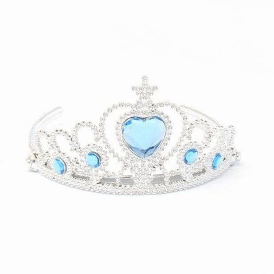 Tiara in plastica con cuore di pietra blu ghiaccio