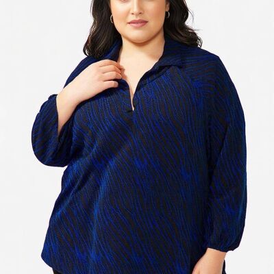 Blusa estampada azul de talla grande (T3748)
