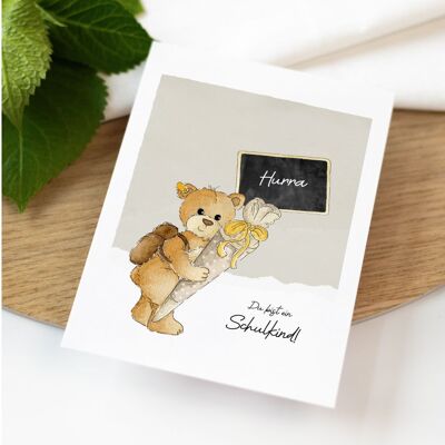 Carte d'inscription scolaire - carte aquarelle pour la rentrée | Début de l'école | carte de vœux