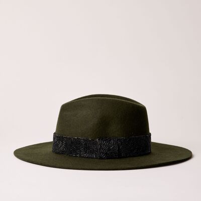 SOMBRERO VICTOR DE FIELTRO CAQUI CON CUENTAS NEGRAS