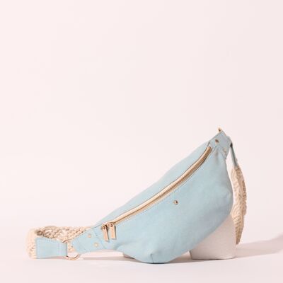 BORSA A MARSUPIO IN COTONE MACRAMÉ NICOLE BLUE SKY