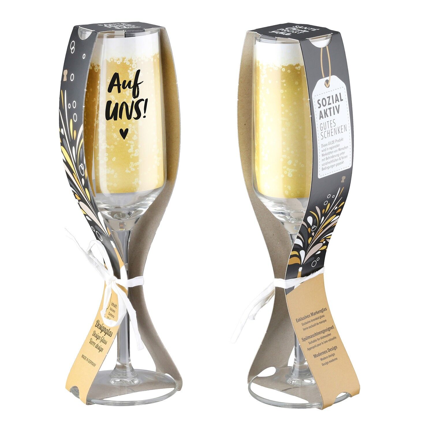 Champagne glass To us! clear H.23 cm