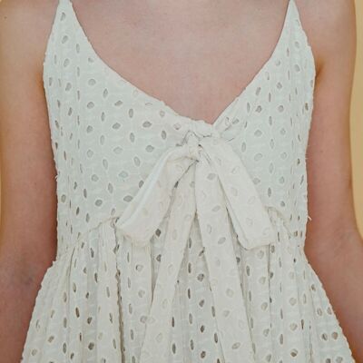 ROBE LONGUE ZOE EN COTON BLANC DÉCOUPÉ